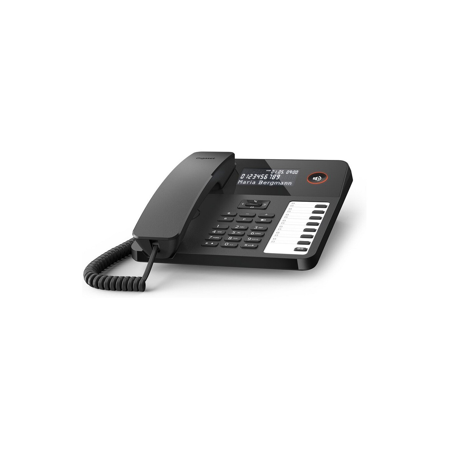 GIGASET DESK 600 schwarz schnurgebundenes Tisch- und Wandtelefon LC-Display 7 Direktwahltasten Telefonbuch Hrgertekom...