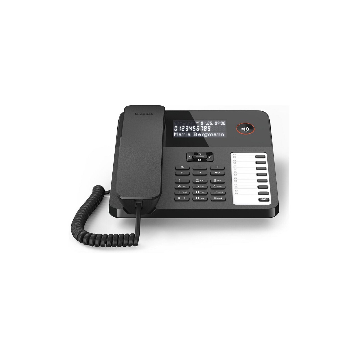 GIGASET DESK 600 schwarz schnurgebundenes Tisch- und Wandtelefon LC-Display 7 Direktwahltasten Telefonbuch Hrgertekom...