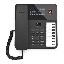 GIGASET DESK 600 schwarz schnurgebundenes Tisch- und Wandtelefon LC-Display 7 Direktwahltasten Telefonbuch Hrgertekom...
