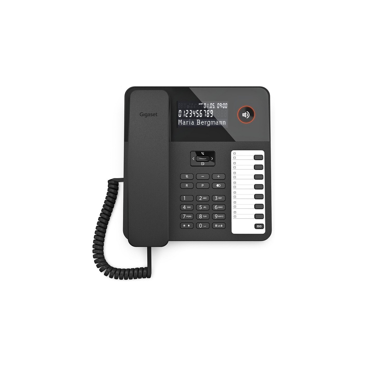 GIGASET DESK 600 schwarz schnurgebundenes Tisch- und Wandtelefon LC-Display 7 Direktwahltasten Telefonbuch Hrgertekom...