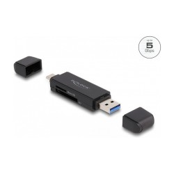 Delock Card Reader SuperSpeed USB 5 Gbps USB Type-CTM Typ-A für SD und Micro SD Speicherkarten