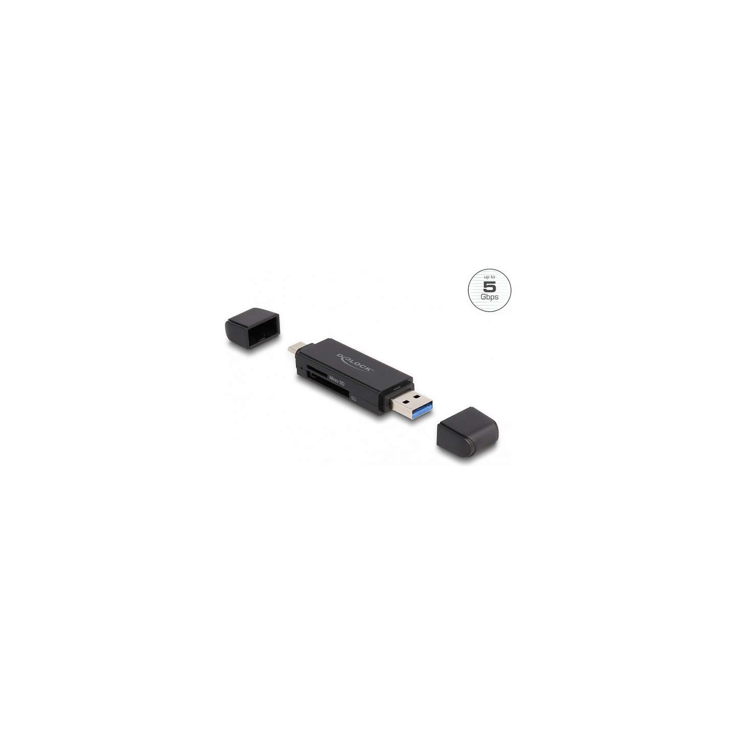 Delock Card Reader SuperSpeed USB 5 Gbps USB Type-CTM Typ-A für SD und Micro SD Speicherkarten