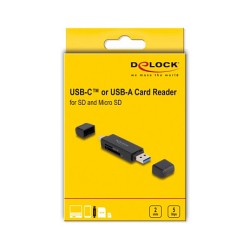 Delock Card Reader SuperSpeed USB 5 Gbps USB Type-CTM Typ-A für SD und Micro SD Speicherkarten