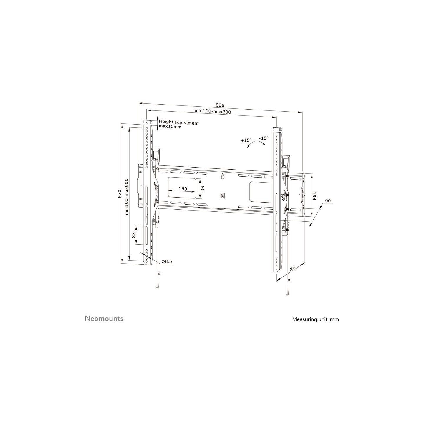 Neomounts LEVEL-750 WL35-750BL18 neigbare Wandhalterung — Buy in Cyprus with Fast Delivery