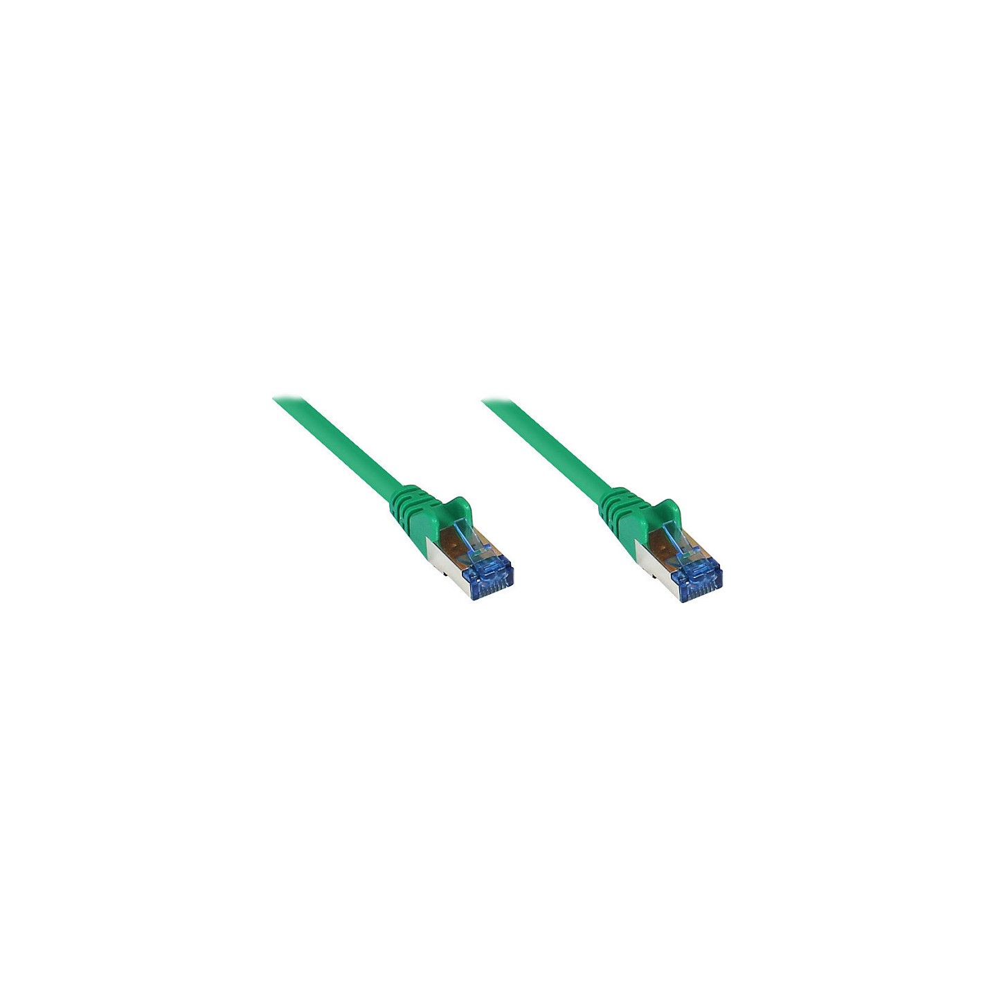 GoodConnections Patchkabel mit Rastnasenschutz. Cat. 6A. S FTP. PiMF. halogenfrei. 500MHz. grün. 1m.