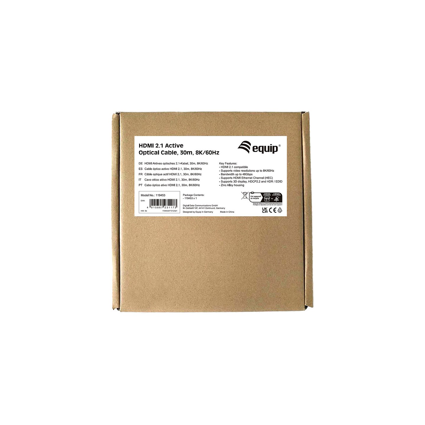 Equip HDMI UHS Ethernet 2.1 A-A St St 30.0m 8K60Hz HDR sw — Buy in Cyprus with Fast Delivery