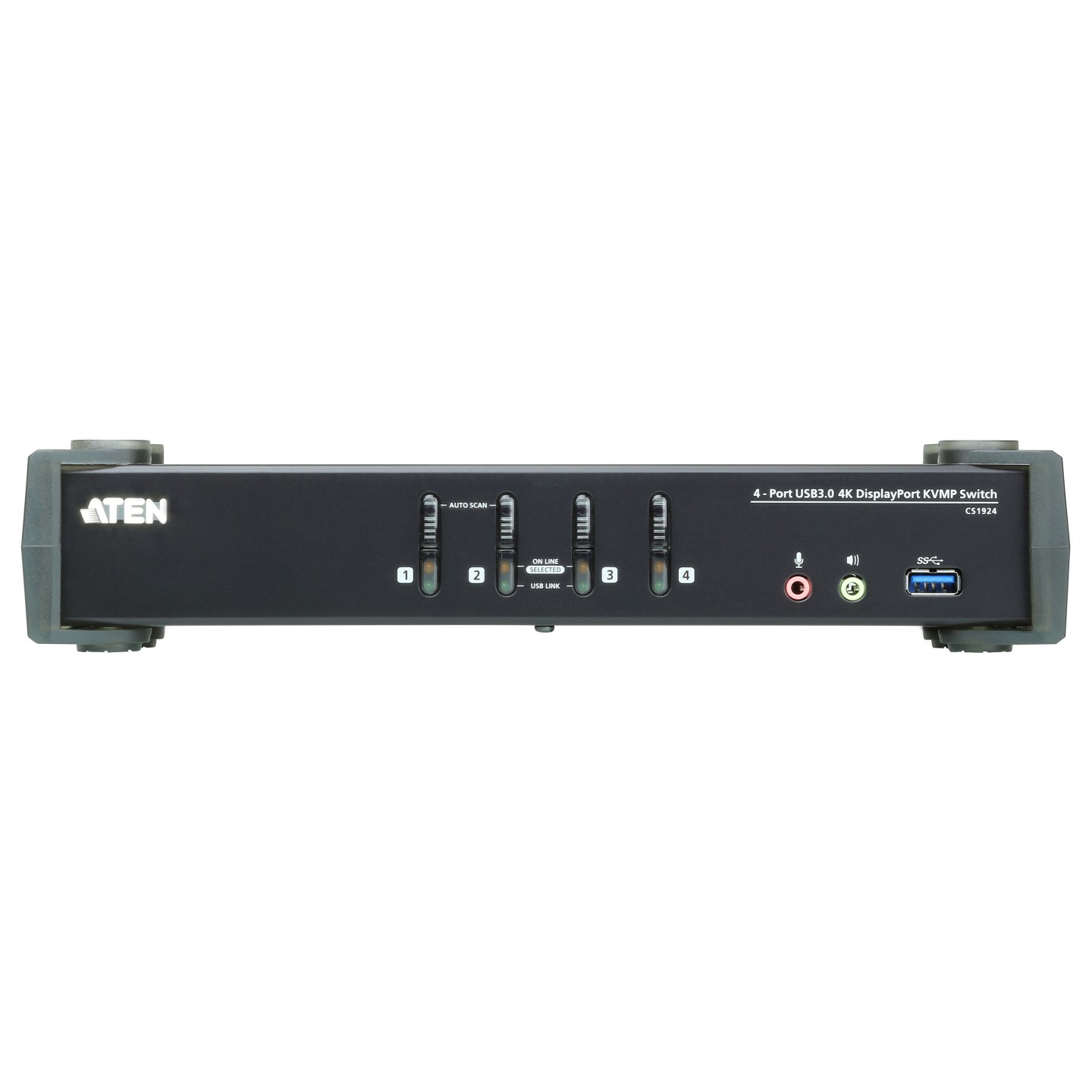 KVM Desktop Switch 4-Port USB 3.1 Gen 1 4K DisplayPort 1.2 KVMPTM Switch with Audio (KVM cables included) ATEN
