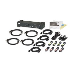 KVM Desktop Switch 4-Port USB 3.1 Gen 1 4K DisplayPort 1.2 KVMPTM Switch with Audio (KVM cables included) ATEN