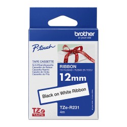 Brother TZe-R231 P-touch textiles Schriftband schwarz auf weiß 12mm x 4m — Buy in Cyprus with Fast Delivery