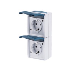 BUSCH JAEGER BJ 20-02EW-53 Steckdose m.Klappdeckel senkrecht 2f ocean IP44 grau blau — Buy in Cyprus with Fast Delivery