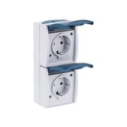 BUSCH JAEGER BJ 20-02EW-53 Steckdose m.Klappdeckel senkrecht 2f ocean IP44 grau blau — Buy in Cyprus with Fast Delivery