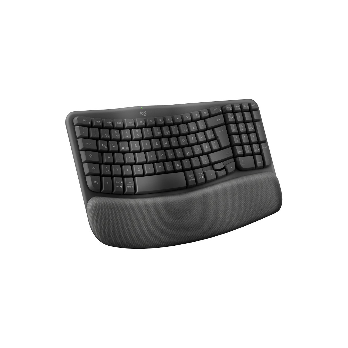 Logitech Wave Keys - 920-012283 - Wireless Ergonomic Keyboard, Graphite, Full-size QWERTZ, 2.4GHz + Bluetooth