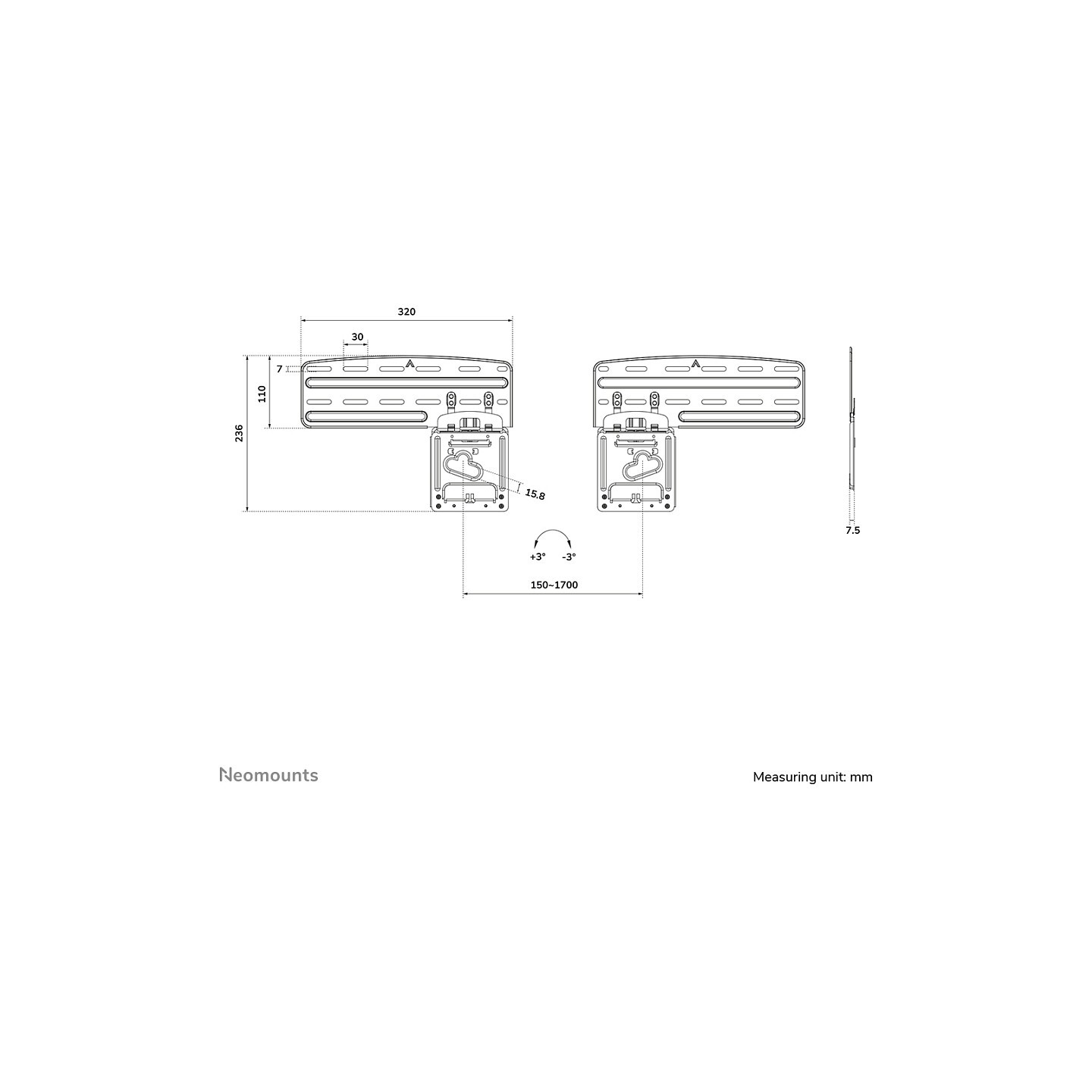 Neomounts TV Wandhalterung 43 85 Zoll ultra flach fixiert schwarz WL30 265BL1 — Buy in Cyprus with Fast Delivery