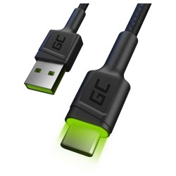 Green Cell KABGC06 USB-A to USB-C 1.2m LED Fast Charge Cable Black (Retail) — Buy in Cyprus with Fast Delivery