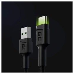 Green Cell KABGC06 USB-A to USB-C 1.2m LED Fast Charge Cable Black (Retail) — Buy in Cyprus with Fast Delivery