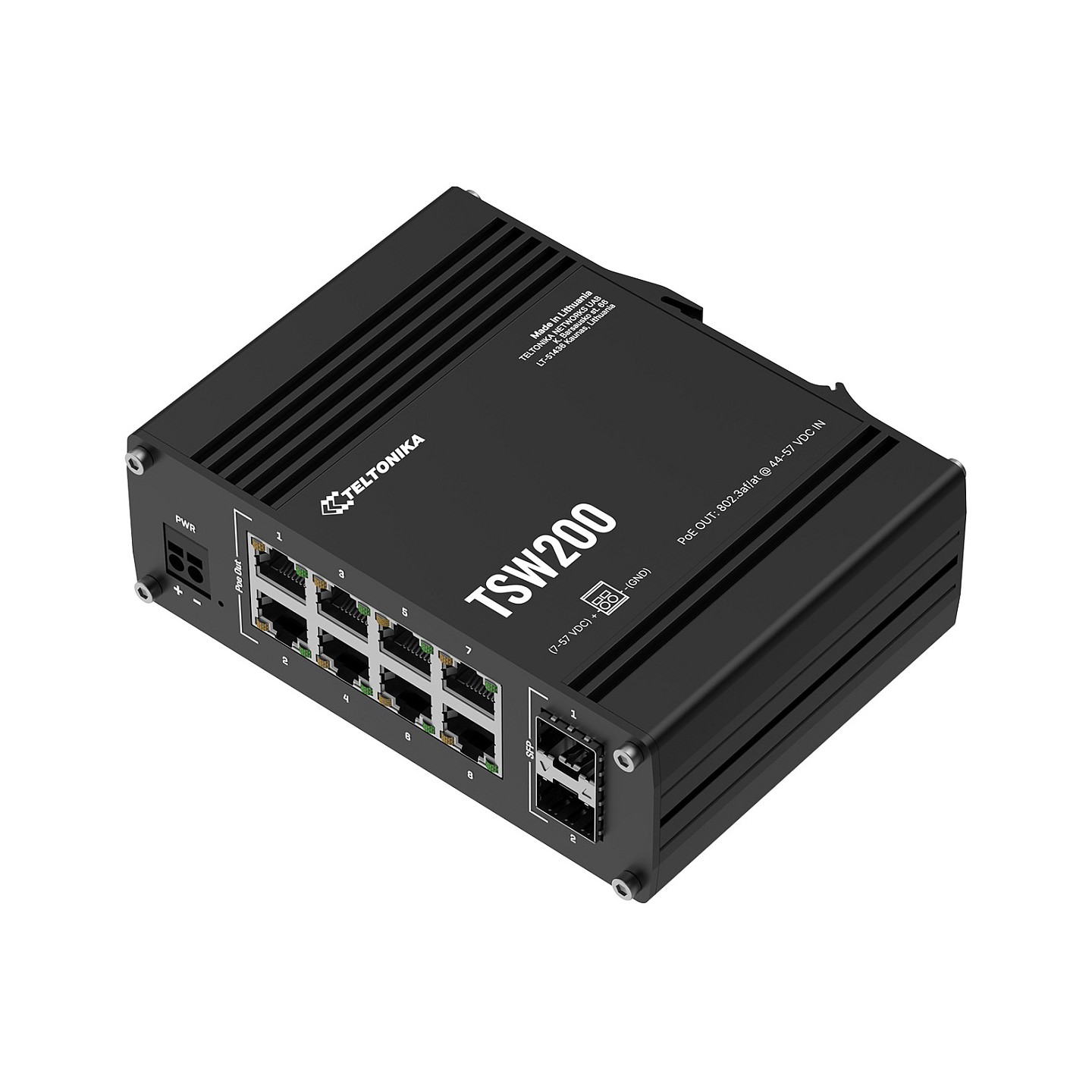 Teltonika · Switch · TSW200 · 8 Port Gigabit Industrial unmanaged PoE+ Switch. 2 SFP — Buy in Cyprus with Fast Delivery