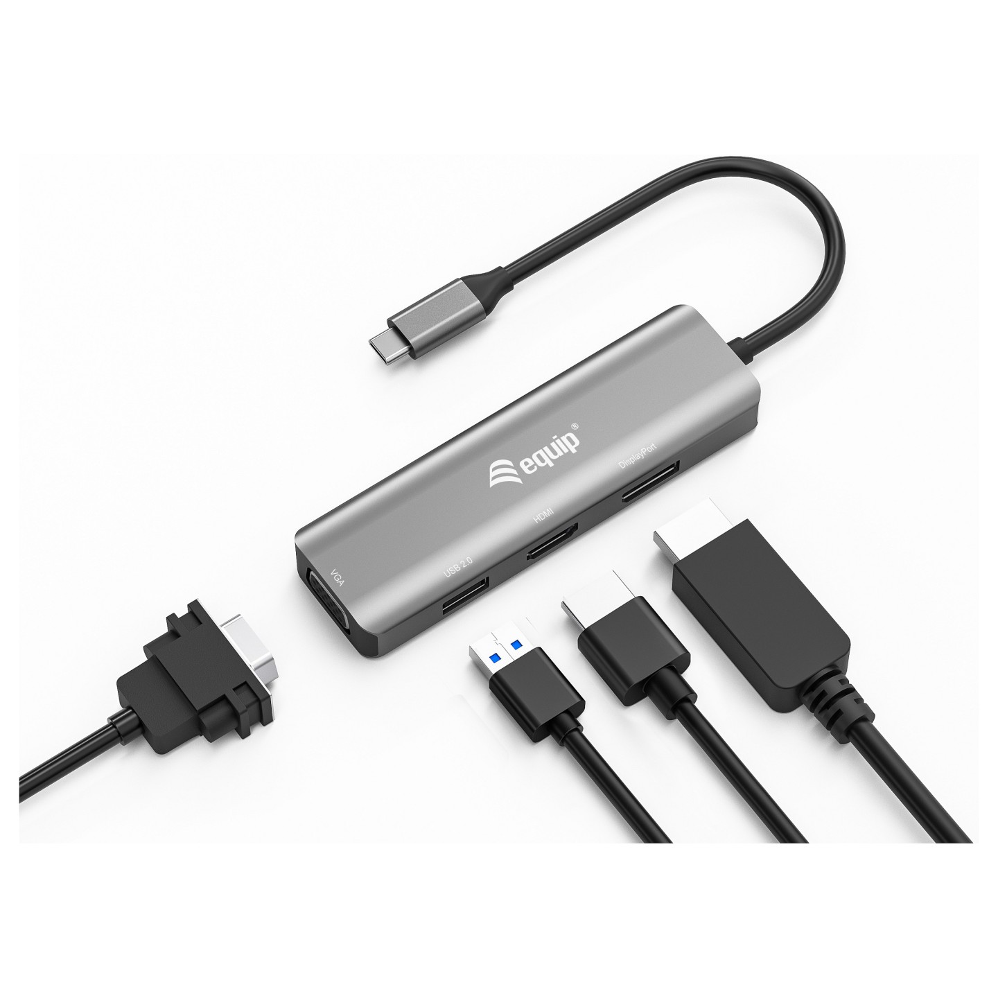 Equip Adapter USB-C - to HDMI DisplayPort VGA 4K 1080P 60Hz gr — Buy in Cyprus with Fast Delivery