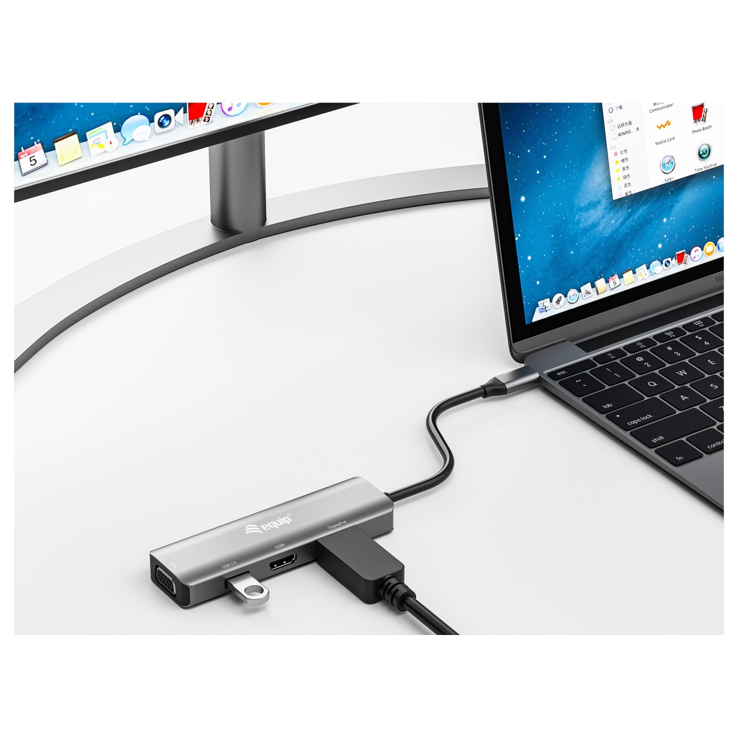 Equip Adapter USB-C - to HDMI DisplayPort VGA 4K 1080P 60Hz gr — Buy in Cyprus with Fast Delivery