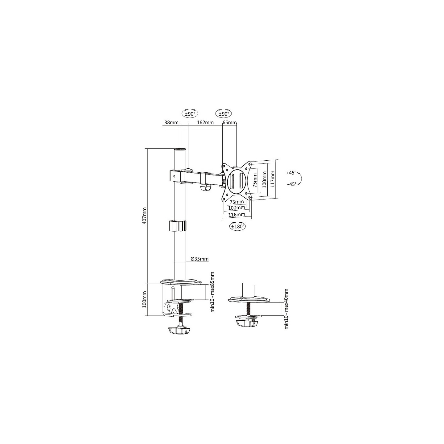 Equip Tischhalterung 17'-32' 1TFT 360° H.verst. 9Kg weiß retail — Buy in Cyprus with Fast Delivery