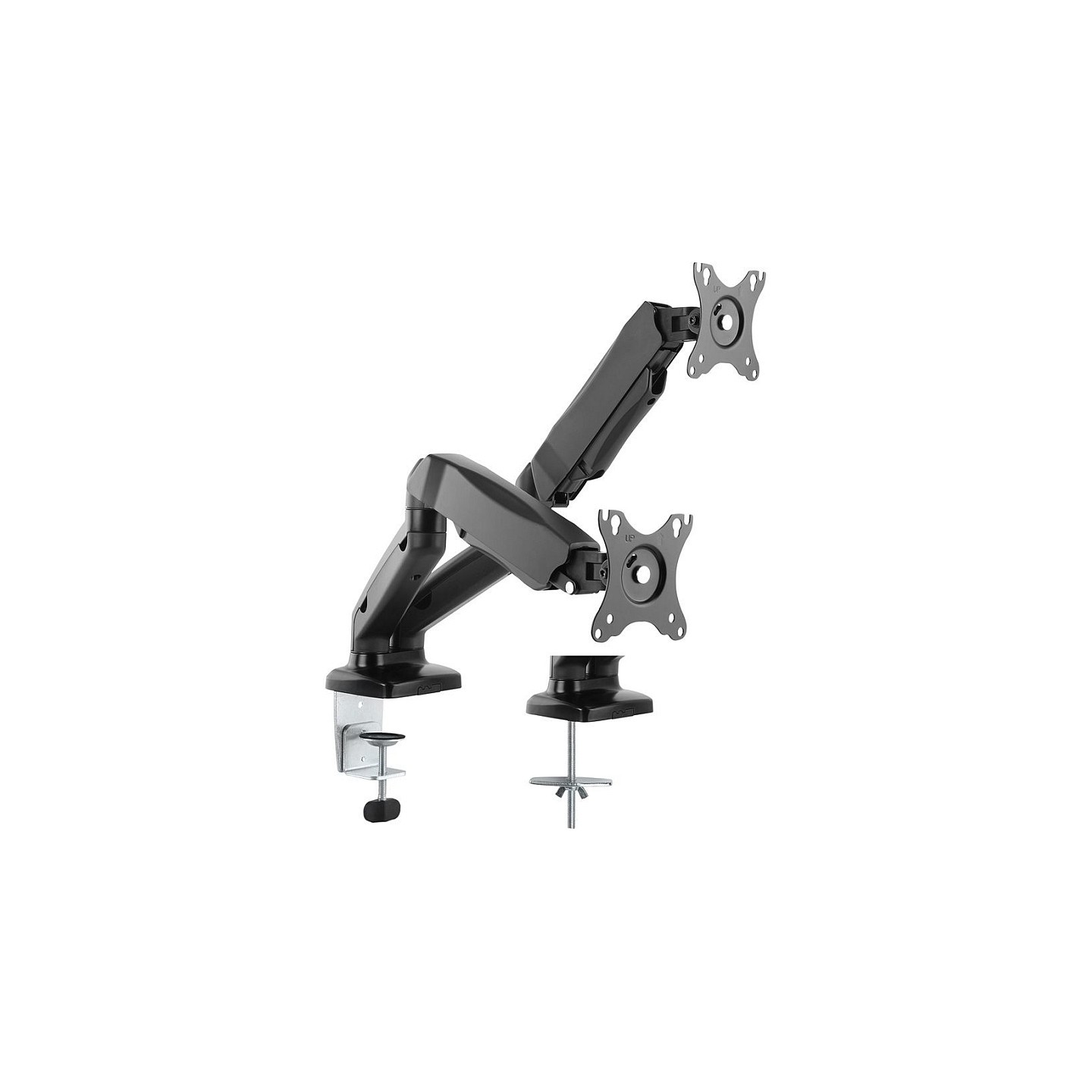 VALUE Dual LCD-Arm. Tischmontage. Gasfeder. 5 Gelenke. 12-27 Zoll. bis 2x 6.5 kg. schwarz — Buy in Cyprus with Fast Delivery
