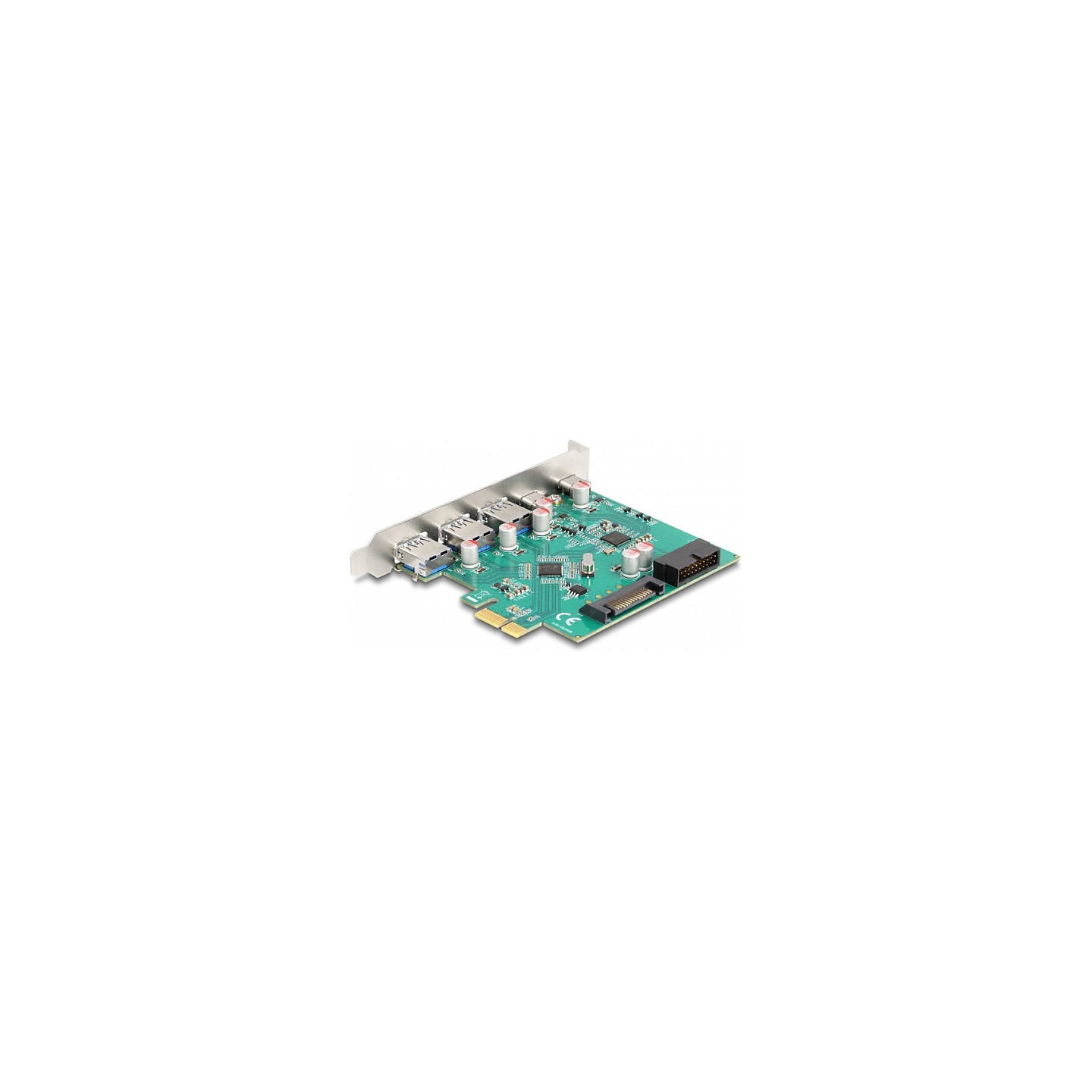DELOCK USB 5 Gbps PCI Express x1 Karte zu 3 x extern Typ-A + 2 x extern USB Type-C Buchse und 1 x intern 19 Pin USB P...
