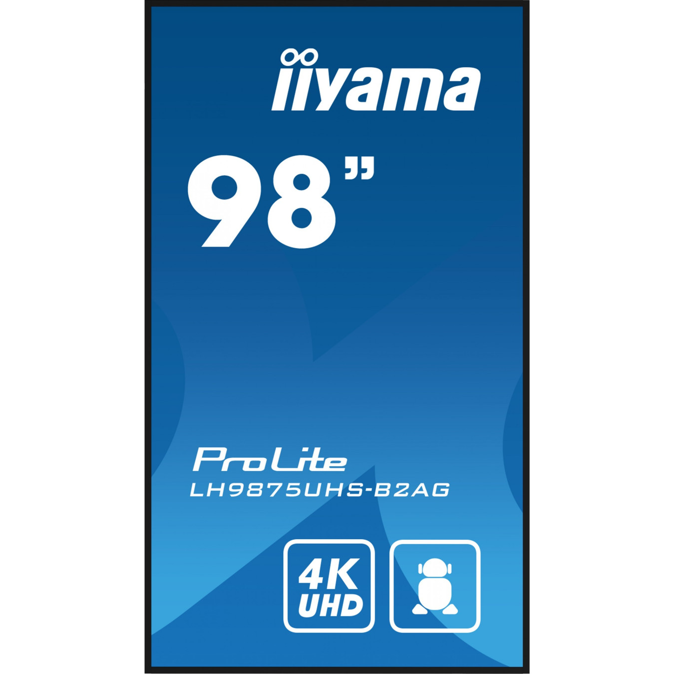 iiyama LH9875UHS-B2AG - 98" (97.5") 4K UHD Digital Signage Display, IPS, Android 11, 32GB/4GB, 3xHDMI+DP+DVI, Black