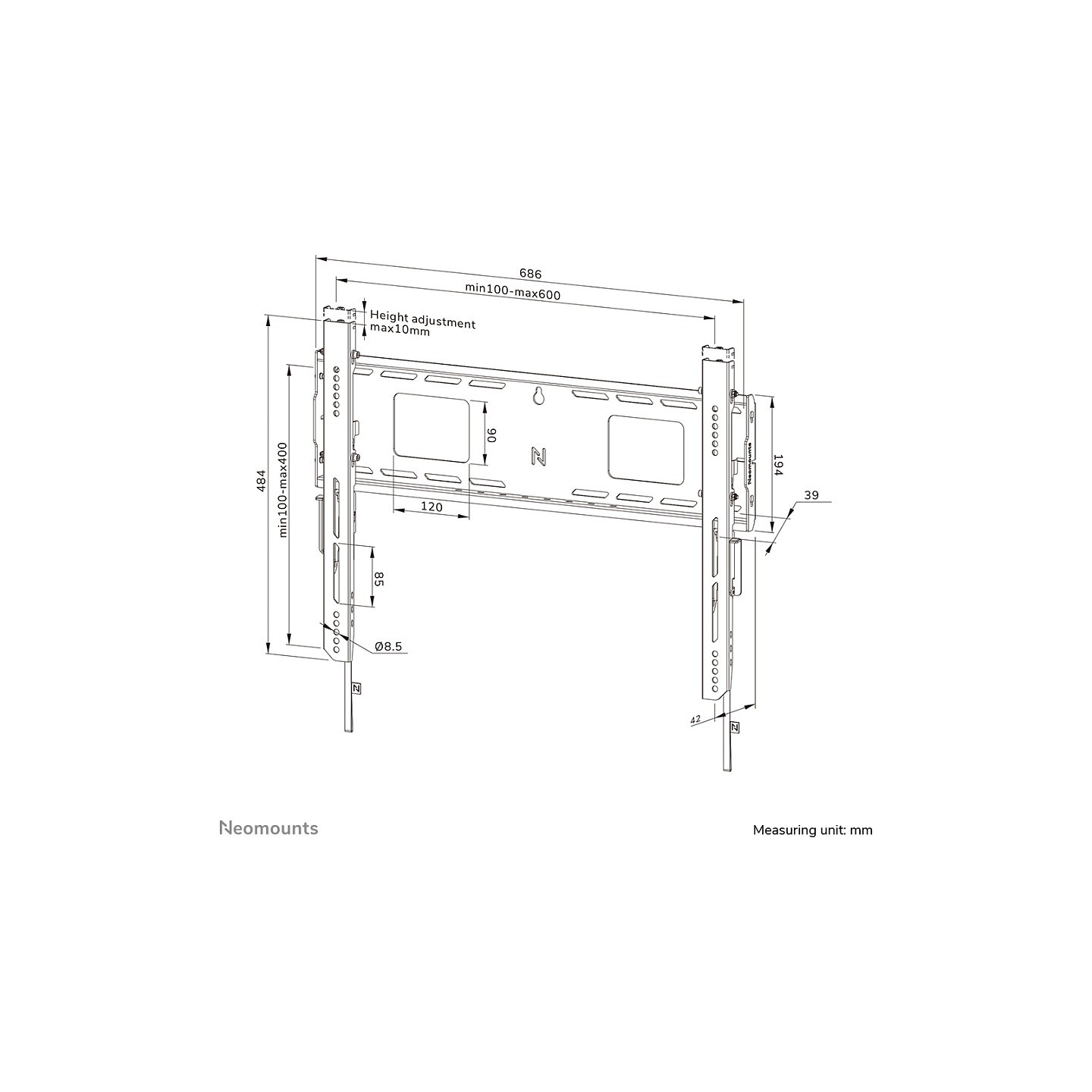 Neomounts LEVEL-750 WL30-750BL16 Wandhalterung starr — Buy in Cyprus with Fast Delivery