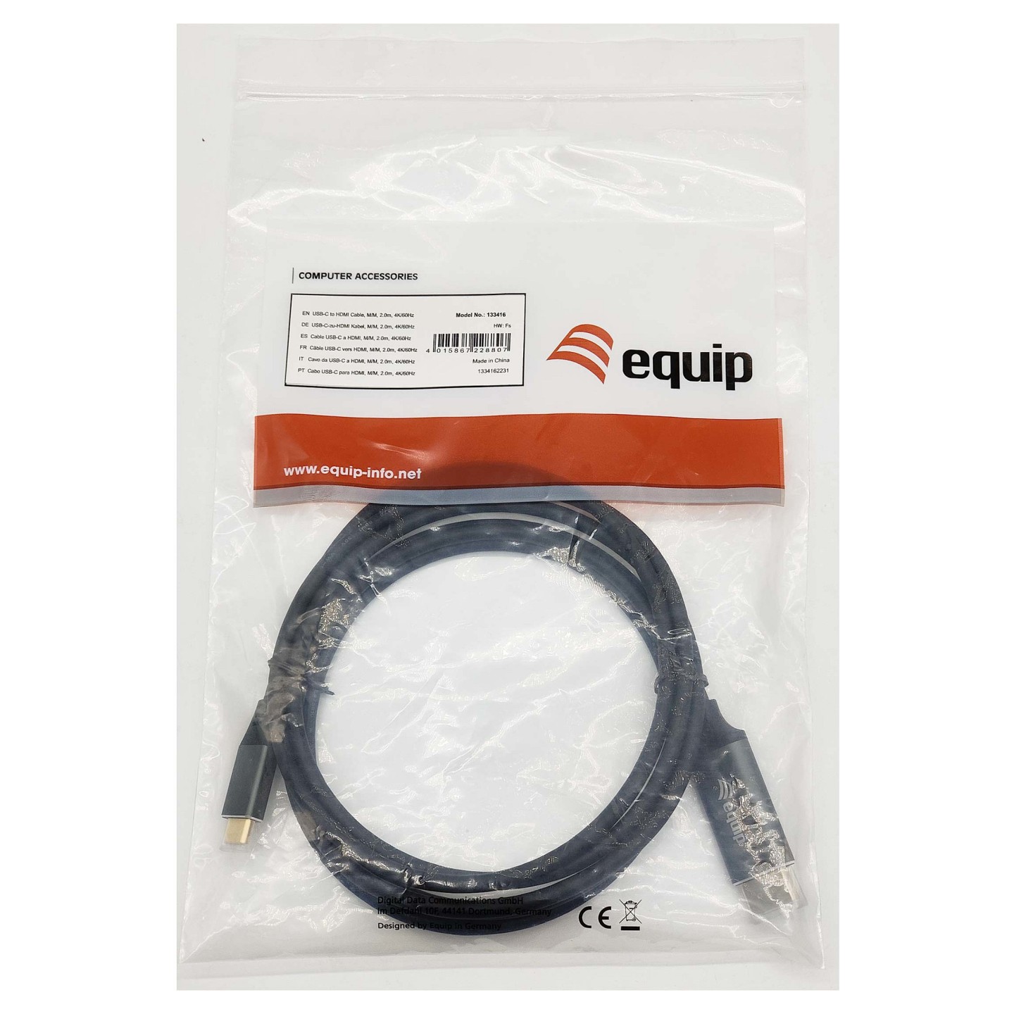 Equip Adapter USB-C - to HDMI 4K60Hz 2.00m sw — Buy in Cyprus with Fast Delivery