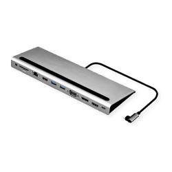 VALUE USB 3.2 Gen 2 Typ C Multiport Docking Station. 4K HDMI DP. VGA. USB. Card Reader. PD. LAN. Audio