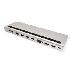 VALUE USB 3.2 Gen 2 Typ C Multiport Docking Station. 4K HDMI DP. VGA. USB. Card Reader. PD. LAN. Audio