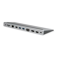 VALUE USB 3.2 Gen 2 Typ C Multiport Docking Station. 4K HDMI DP. VGA. USB. Card Reader. PD. LAN. Audio