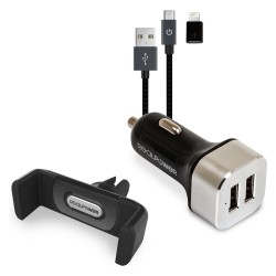RealPower KFZ-Ladegerät Set + Kabel + Halterung Smartphone — Buy in Cyprus with Fast Delivery