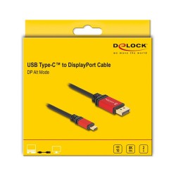 DELOCK ?USB Type-C zu DisplayPort Kabel DP Alt Mode 8K 30 Hz mit HDR Funktion 2m rot — Buy in Cyprus with Fast Delivery
