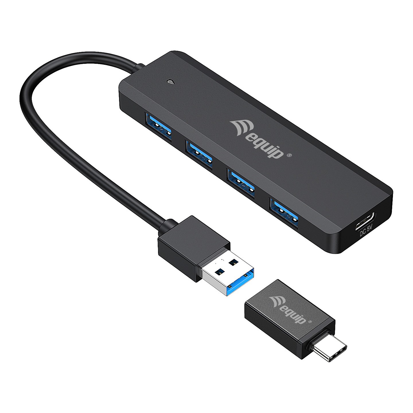 Equip USB-Hub 4-Port 3.2 - to 4x3.0 +USB-C Adp.5Gbps o.Netz.sw — Buy in Cyprus with Fast Delivery