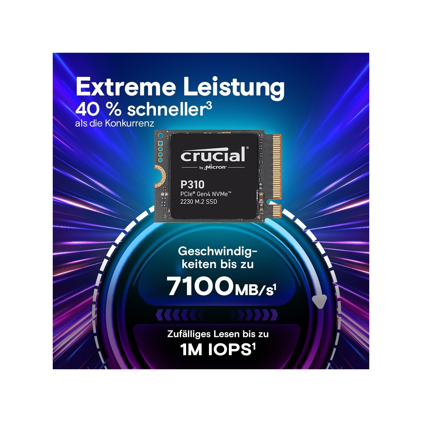 Crucial P310 1TB M.2 2230 NVMe PCIe Gen4 x4 SSD - 7100 MB/s Read, 6000 MB/s Write, 5-Year Warranty (Boxed)