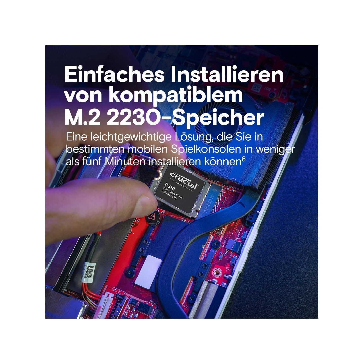 Crucial P310 1TB M.2 2230 NVMe PCIe Gen4 x4 SSD - 7100 MB/s Read, 6000 MB/s Write, 5-Year Warranty (Boxed)