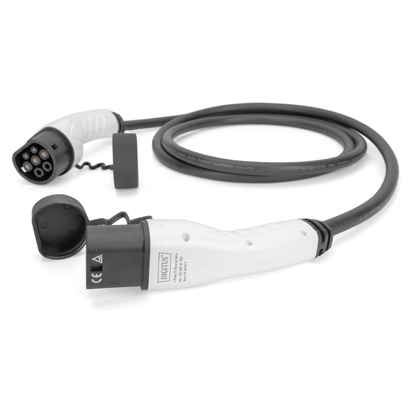 KFZ-Ladekabel für Elektroautos & PHEV - 5 m - Typ 2 auf Typ 2 - Mode 3 - 1-Phasig - 32 A - 7.4 kW - Schwarz