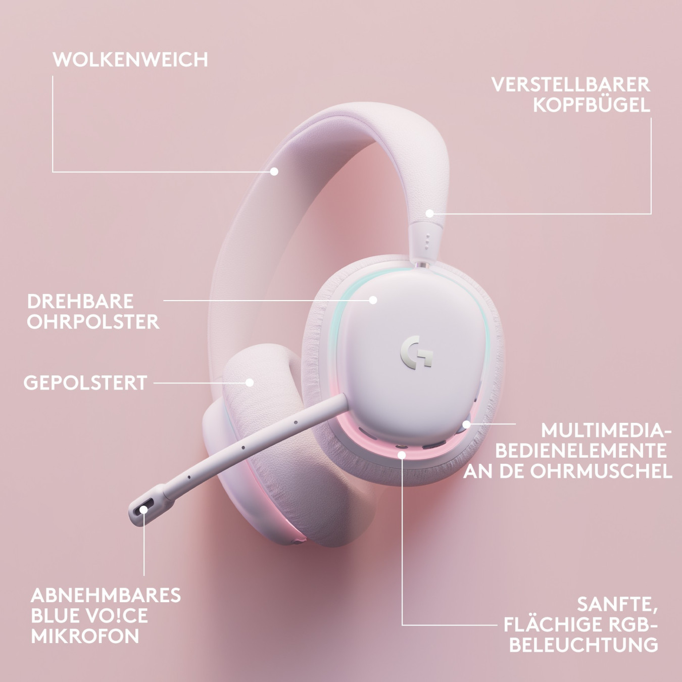 Logitech G G735 - LIGHTSPEED + Bluetooth Dual Wireless Gaming Headset, White Mist, 3.5mm — Buy in Cyprus with Fast Delivery