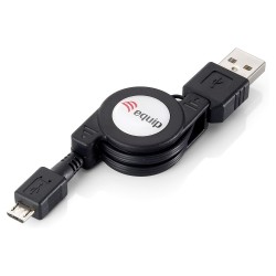 Equip Kabel USB-A 2.0 - to micro B St St 1.00m aufrollbar sw Polybeutel — Buy in Cyprus with Fast Delivery