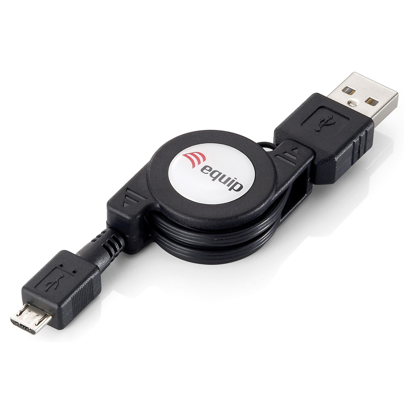 Equip Kabel USB-A 2.0 - to micro B St St 1.00m aufrollbar sw Polybeutel — Buy in Cyprus with Fast Delivery
