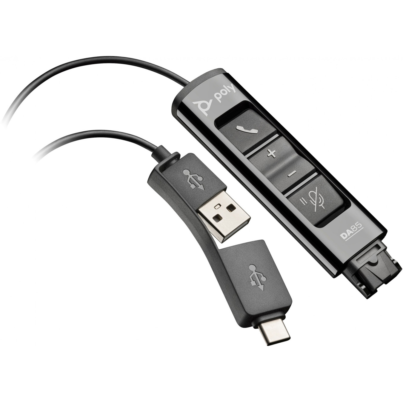 Poly DA85 Wideband QD-to-USB Adapter - USB-A & USB-C - Black — Buy in Cyprus with Fast Delivery