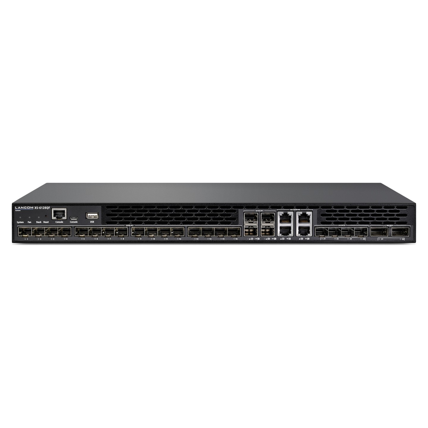 LANCOM XS-6128QF Stackable L3-Managed 10G Fiber Aggregation Switch 1TBit s throughput 24x SFP+- incl. 4x Combo-Ports ...