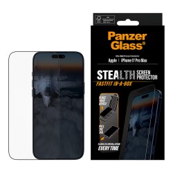 PanzerGlass Stealth Screen Protector w. Black Frame iPhone 17 Pro Max Ultra-Wide Fit w. Fastfit in-a-box