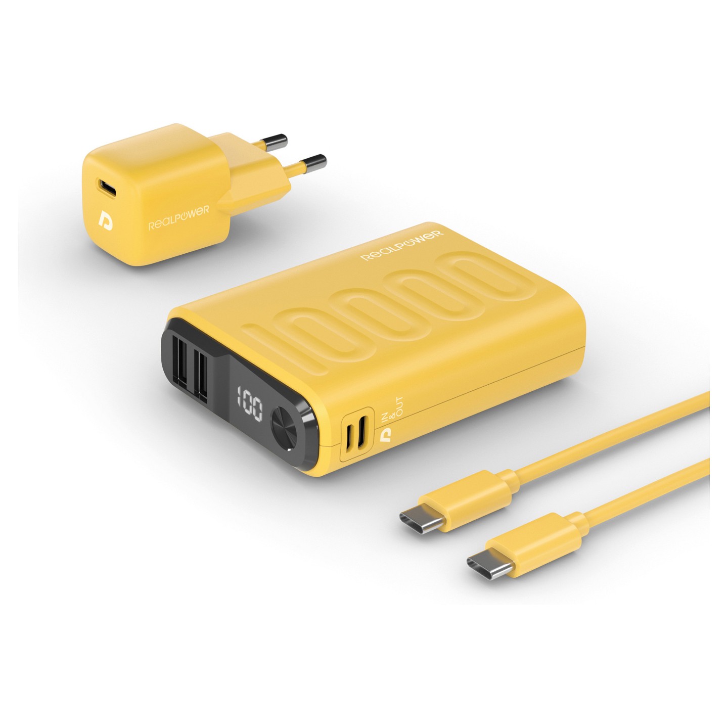RealPower Powerbank PB-10000 Set gelb 10.000mAh — Buy in Cyprus with Fast Delivery