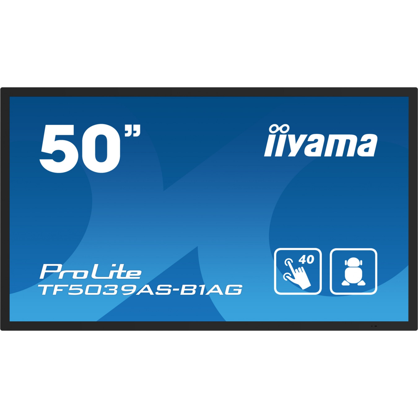iiyama TF5039AS-B1AG - 50" 4K VA Interactive Display, 40-Point Touch, Android 11, 2xHDMI+DP, 500 cd/m2, Black