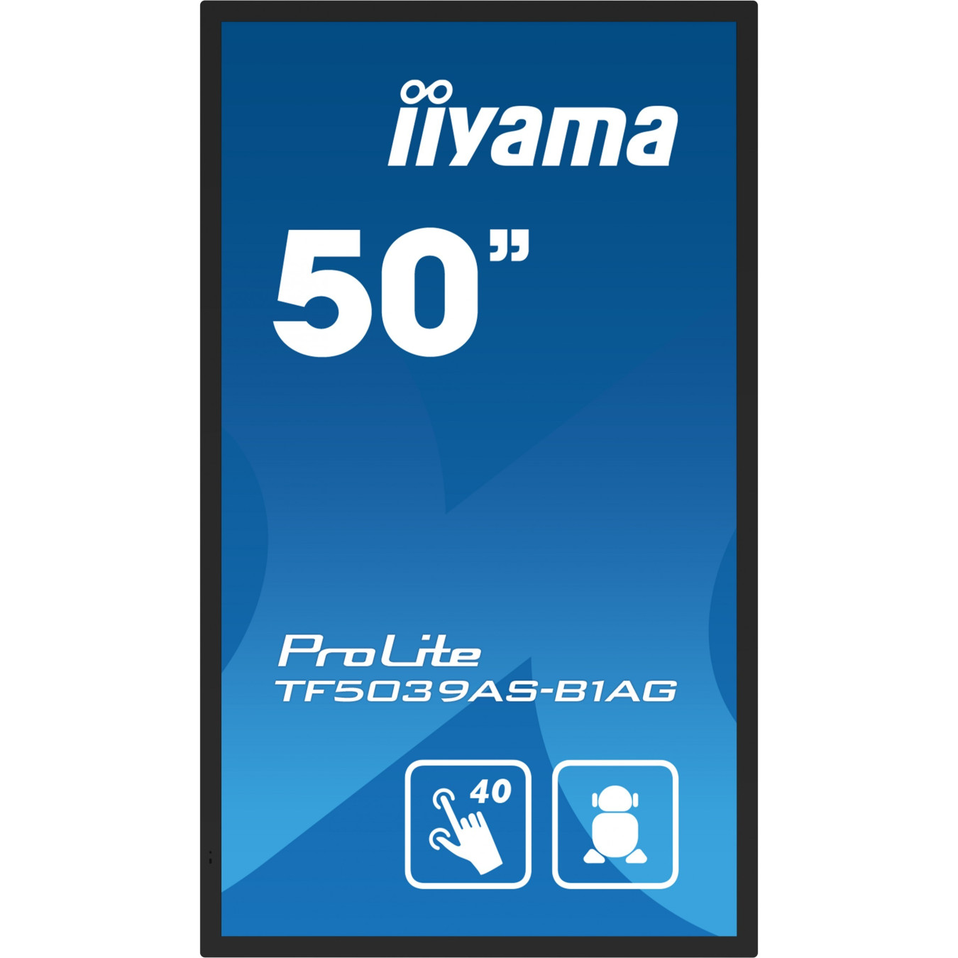iiyama TF5039AS-B1AG - 50" 4K VA Interactive Display, 40-Point Touch, Android 11, 2xHDMI+DP, 500 cd/m2, Black
