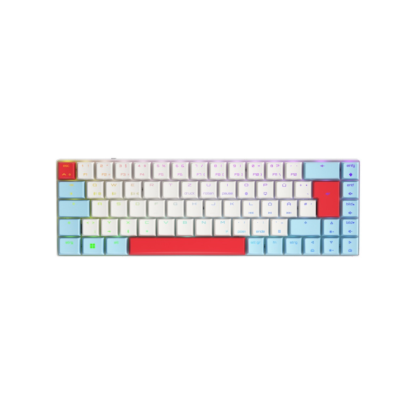 CHERRY MX-LP 2.1 Compact Wireless Keyboard - 65% 2.4GHz + Bluetooth 5.2, Low-Profile Mechanical, RGB, White (DE/QWERTZ)