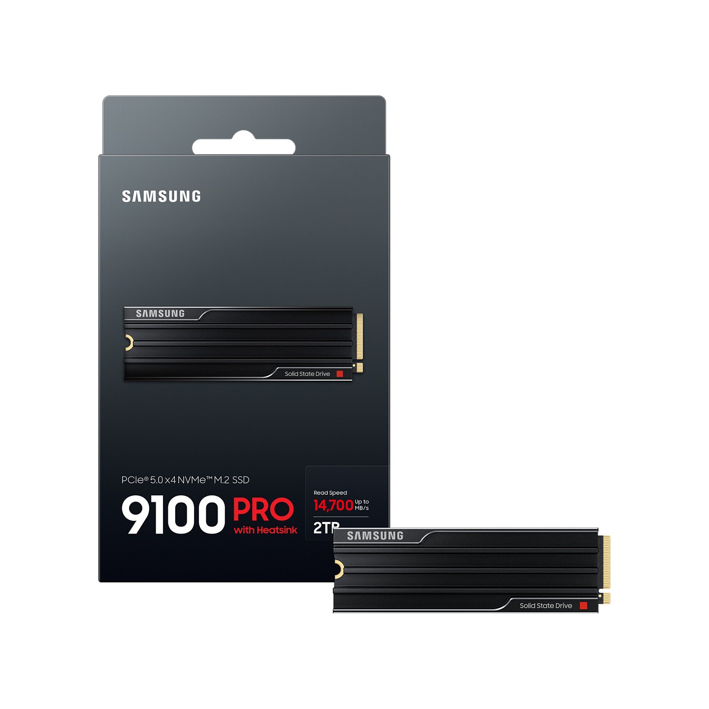 M.2. SAMSUNG 9100 PRO Heatsink NVMe 2TB PCIe 5.0 14.800 MB s Lesen 13.400 MB s Schreiben Interne SSD fr PC-Gaming