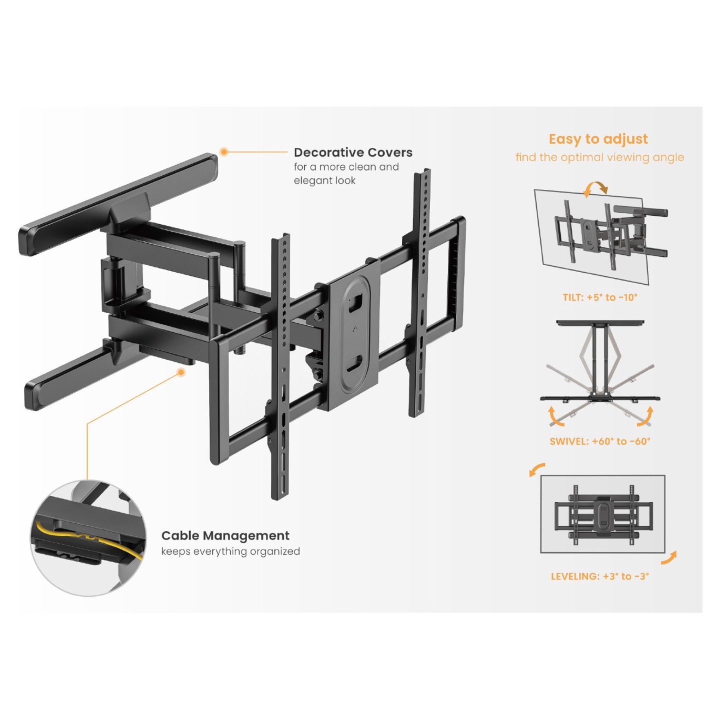 Equip Wandhalterung 43'-100' 1TFT V.bewegl.2Gelenke 60Kg sw retail — Buy in Cyprus with Fast Delivery