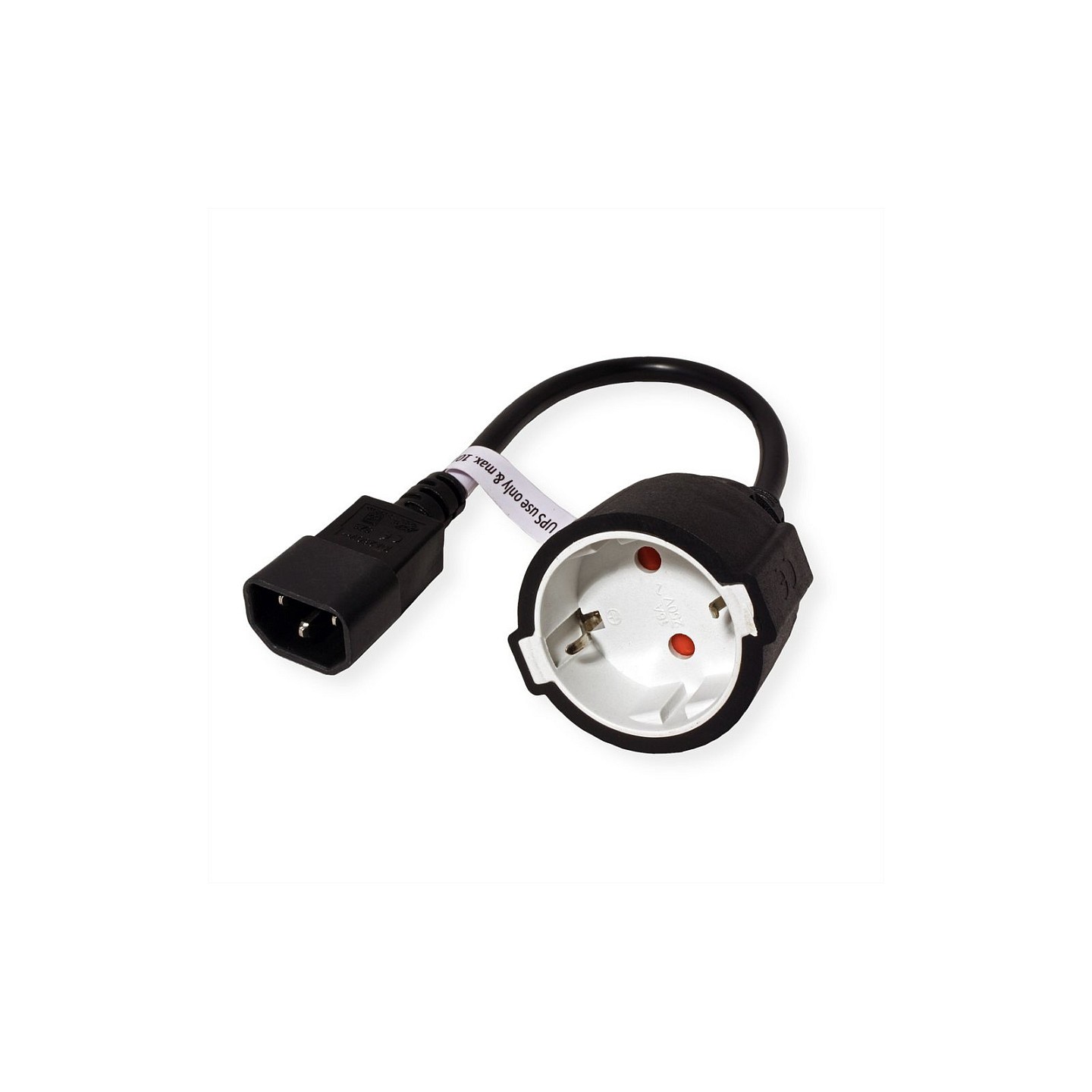 VALUE Netzkabel. C14 auf CEE7 3. max. 10A (2300W). nur fr Verwendung an USV. schwarz. 0.3 m — Buy in Cyprus with Fast Delivery